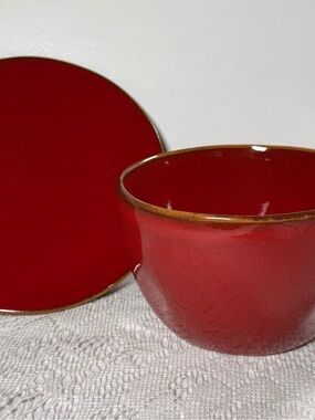 Carmen Broccato collection by Crate&Barrel Red Jumbo Mug & Plate